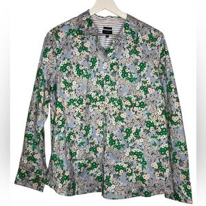 NEW Talbots Non-Iron Perfect Button Up Shirt Office Casual Stretch Floral 14